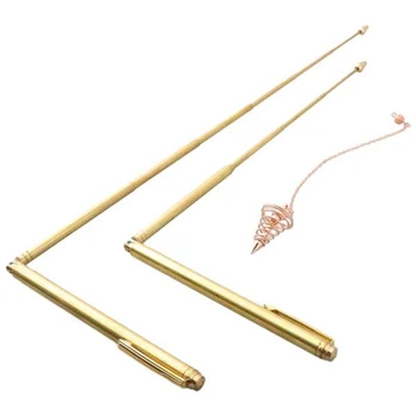 Cobre Radiestesia Rod para Caça Adivinhação, Metal Detector Rod, Água Tesouro Encontrar, Adivinhando Hastes com Pêndulo Pingente, 99,9%, 2Pcs