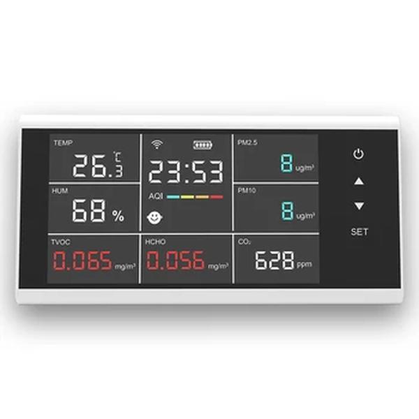 Dienmern DM155C-WIFI 9 em 1 detector de qualidade do ar industrial monitor de ar de inspeção de carro com display de toque conexão Tuya WIFI