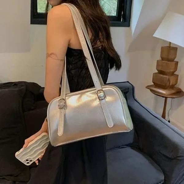 Bolsas de Ombro Commuter Femininas, Bolsas Designer de Luxo, Cor Pura, Bolsa Casual, Grande Capacidade, Bolsa de axilas, Verde, 2024