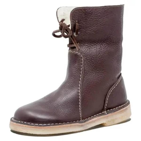 Botas de neve forradas a lã para mulheres, cabeça redonda, botas curtas, calçado de meia, calçado casual, inverno, novo, 2023