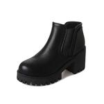 PU Leather Plush Ankle Boots para Mulheres, Chunky Booties, Sapatos de Plataforma Pretos, Moda Feminina, Outono, Inverno, M11-47