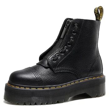 Botas de plataforma originais para mulheres e homens, sola grossa, tornozelo, sexy, fêmea, punk, sapatos de motocicleta, botas de combate, plus size, couro
