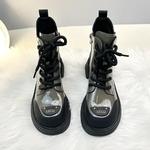 Botas de tornozelo com cadarço redondo para mulheres, botas curtas, sapatos de grife, botas de cavaleiro, inverno, novo, 2024