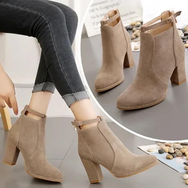 Bota de salto curto feminina com salto alto, sapato sexy, plus size 43, nova moda, primavera e outono 2022