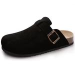 Tamancos de pala de cortiça comwarm para mulheres e homens, mulas de couro, sapatos de batata confortáveis com apoio do arco, slides planos internos e externos, moda