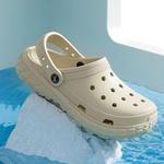 Sandálias ao ar livre antiderrapantes para homens e mulheres, sapatos, dedo do pé fechado, sentimento de merda, chinelos de praia, fundo grosso, fundo macio, verão