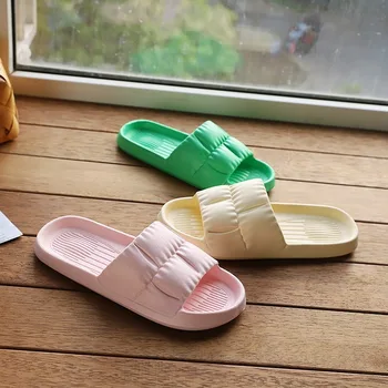 Chinelos de fundo macio para mulheres, chinelos de casal, interior, exterior, sandálias de praia, chinelos antiderrapantes em EVA, quatro estações, verão