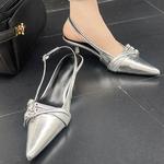 Bombas rasas para mulheres, sapatos femininos, moda feminina, Slingbacks, novo em saltos médios, mulas