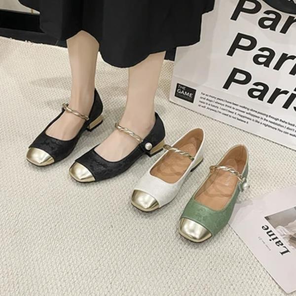 Sapatos elegantes de toe quadrado para mulheres, boca rasa, leve, salto médio, monocromático, elegante, venda quente, primavera