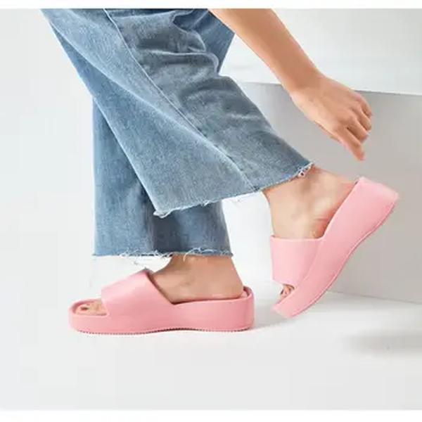 Chinelos de plataforma grossa para mulheres, salto redondo, sola de EVA, sandálias femininas, verão, popular, novo, 6cm