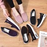 Sapatos casuais Flyknit único para mulheres, Sapatos de pano respirável, Sola macia, Sapatos de feijão velho, Comércio exterior, 2023