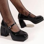 Sapatos casuais Mary Janes plataforma para mulheres, cor sólida, cabeça redonda, salto quadrado, ao ar livre, feminino, primavera, 2022