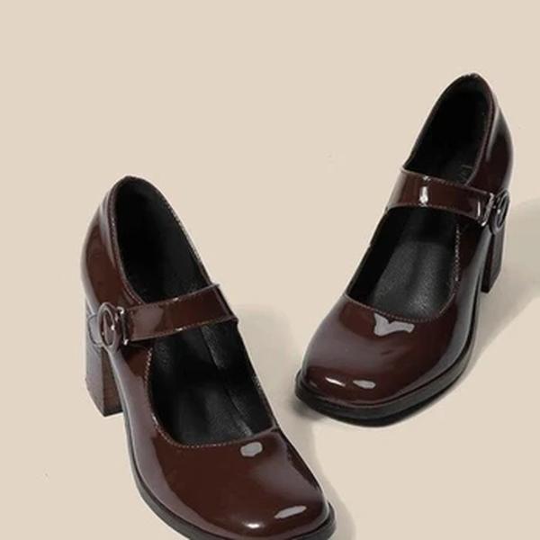 Sapatos Mary Jane para mulheres, salto alto retrô, cabeça quadrada, leve, bombas confortáveis, estilo britânico, feminino, novo