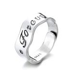 Prata 925 Pura Letra Inglês Anel Feminino, Real 100% de Prata, Onda Irregular, Moda Punk, Jóias Coreanas, Chunky de Luxo Anéis, Presente, Novo