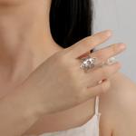 Skyrim-Anel Aberto Flor de Aço Inoxidável para Mulheres, Cor Dourada Boho, Anéis de Dedo Ajustáveis, Jóias da Moda, Presente de Aniversário, Novo