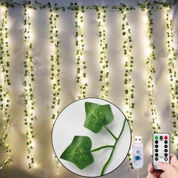 LED Plantas Artificiais para Varanda, Guirlanda de Liana, Folha De Rattan De Seda, Decoração Da Videira, Decoração Do Quarto, Casa E Sala De Estar, Terraço Exterior, 12PCs