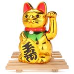 Figura Lucky Cats com Braço em Movimento, Golden Beckoning, Acenando Lucky Cats, Riqueza Chinesa, Feng Shui, Decoração da Casa, Decoração do Hotel, Clássico, 1Pc