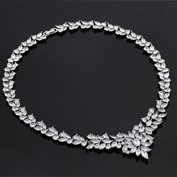 Conjunto de jóias de casamento nupcial para mulheres, gota d'água, colar e brinco, acessórios do casamento, populares, 4 peças, 2024