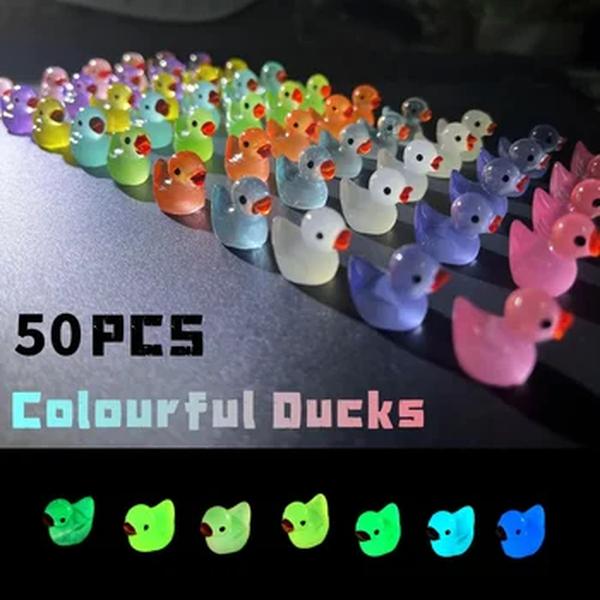 Luminous Mini Patos Musgo e Micropaisagismo, Figurinhas Em Miniatura De Pato, Acessórios De Jardim De Fadas, Brilham No Escuro, Decoração De Casa, 50Pcs