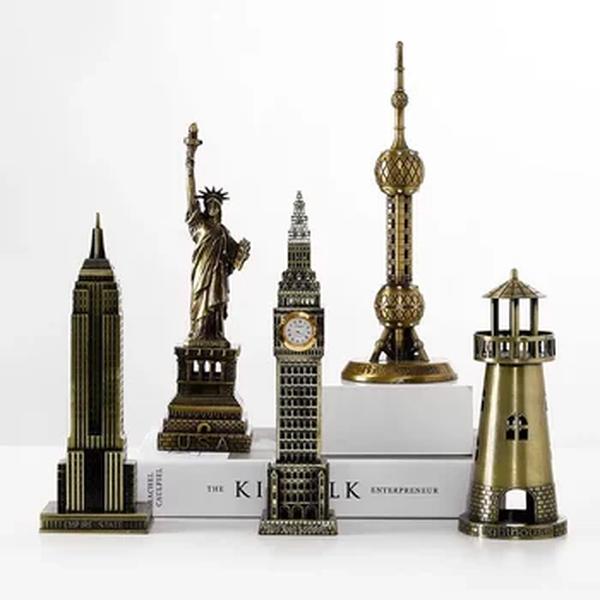 Modelo em miniatura arquitetônico, Decoração de interiores, ornamentos, Torre Eiffel Estátua da Liberdade, Artesanato Decorativo Presentes