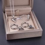 Elegant Love Jewelry Set para Mulheres, Brinco de Aço Inoxidável, Anel, Colares, Ajustáveis, Aros, Dangle, Acessórios