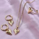 Elegant Love Jewelry Set para Mulheres, Brinco de Aço Inoxidável, Anel, Colares, Ajustáveis, Aros, Dangle, Acessórios