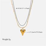 GANEMLY-Aço Inoxidável Coração Amor Colar Pingente e Brincos Conjunto para Mulheres, Banhado A Ouro 18K Jóias, Lady Gift, Moda, 316L