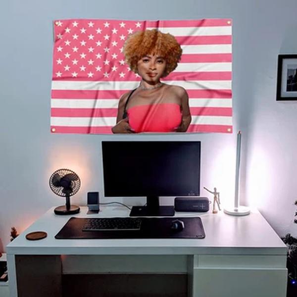 Tapeçaria de banner engraçada para decoração, Ice Rapper, Spice Flag, Quarto e Dormitório, Decoração de parede, 4 ilhós