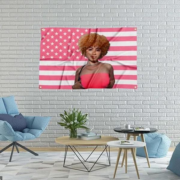 Tapeçaria de banner engraçada para decoração, Ice Rapper, Spice Flag, Quarto e Dormitório, Decoração de parede, 4 ilhós
