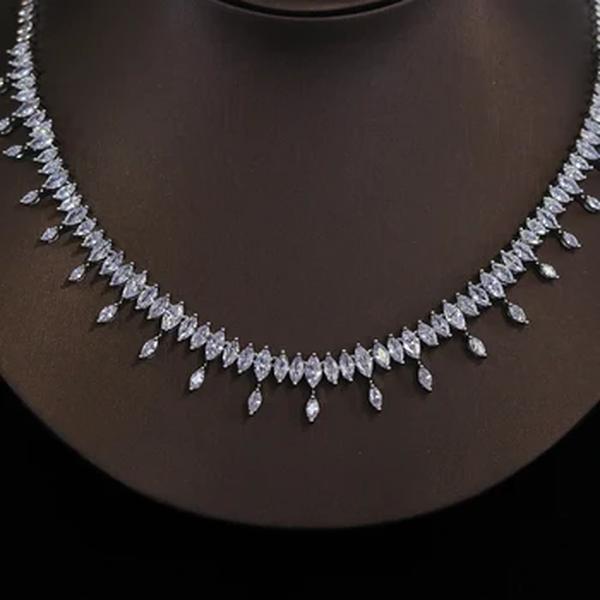 Conjunto elegante de jóias nupcial para mulheres, brinco e colar simples, acessórios do casamento, jantar, presentes novos, X0477