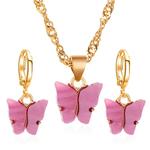 Conjunto de brincos e colares explosivos de borboleta de Wu, Joia acrílica, atacado, nova moda, 2 peças, 2022