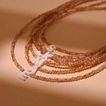 Colar Inicial de Aço Inoxidável para Mulheres, Cristal Brilhante, Carta Madrepérola, Jóias da Moda Feminina