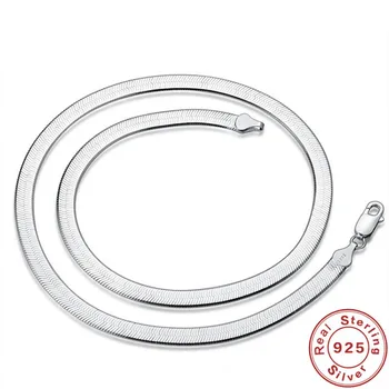 Colar de corrente de cobra plana prata esterlina 925, lâmina fina, encantos masculinos e femininos, moda de menino e menina, presentes de casamento e feriado, 4mm