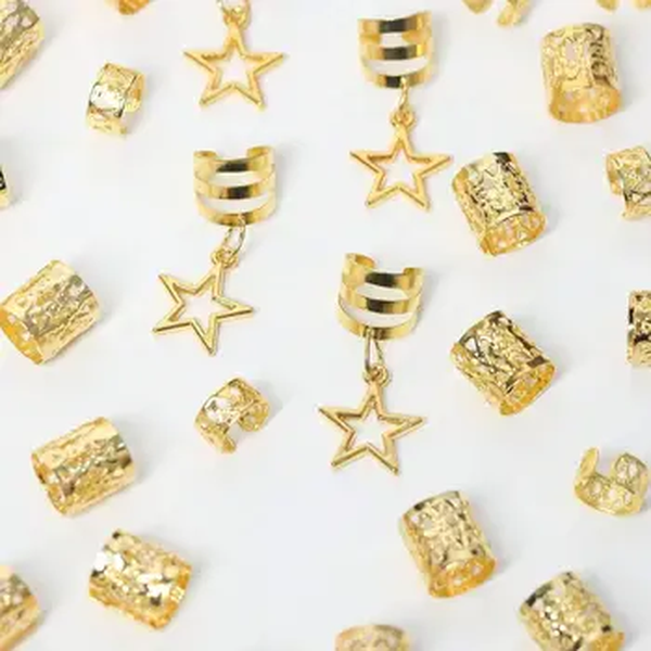 Cabelo Braid Anéis Clips, Dread Locks, Metal Cuffs Decoração, Star Decor, Braid Acessórios, 36Pcs