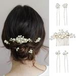 Crystal Pearl Pearl Hair Comb, Headband, Hairpins, Hairbands, Jóias Do Casamento, Headwear, Bridal Hair Acessórios, 5pcs