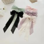 Elegant Bow Ribbon Hairpin para Mulheres, Borlas Longas, Pearl Pin, Bowknot, Stain Hair Clip, Headband Retro, Girl Hair Accessories, Jewelry