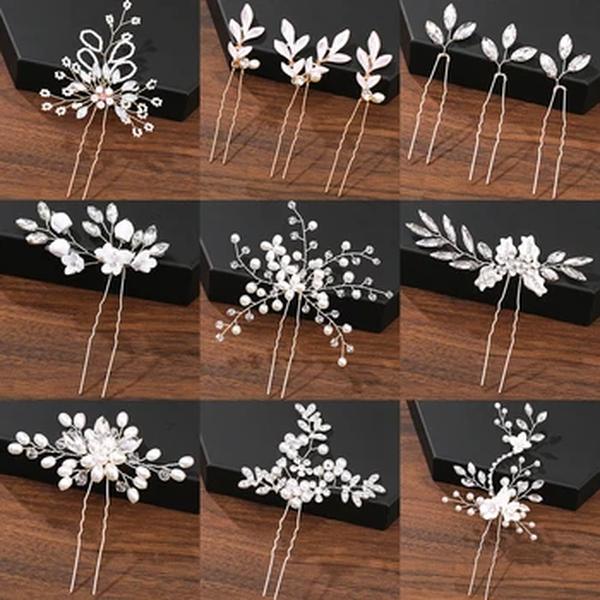 Pérola Rhinestone Flower Cabelo Clipe Pinos para Mulheres, Acessórios Do Casamento, Grampos De Cabelo, Jóias, Headpiece