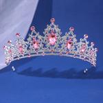 Luxo Elegante Coroa de Cristal AB para Mulheres, Tiara para Festa, Roxo Vermelho Strass, Jóias Nupcial, Novos Acessórios para Cabelo