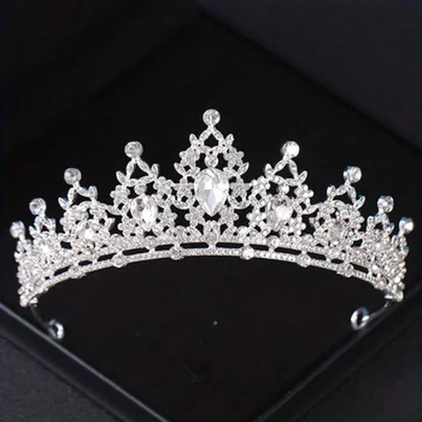 Cabelo casamento Tiara Cristal Nupcial Tiara Coroa Cor Prata Diadema Veil Tiaras Acessórios para cabelo casamento Headpieces Cabeça Jóias