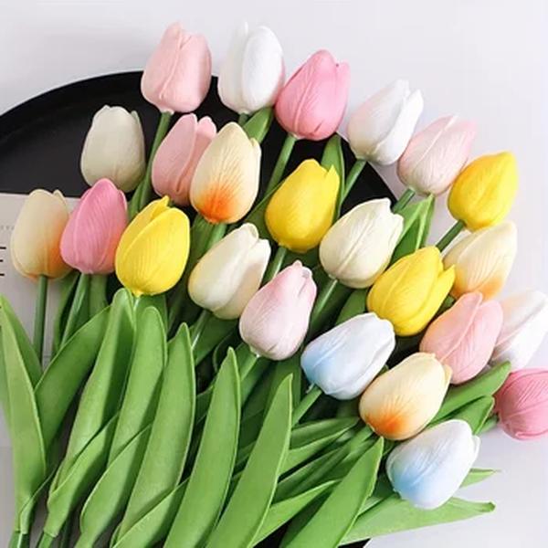 Bouquet De Tulipa Artificial, Flor De Espuma De PE, Decoração De Cerimônia De Casamento, Home Garden Bouquet Decoração, 10pcs