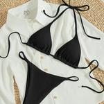 Duas peças de maiô para as mulheres, sexy bikini set, cor sólida, bandeau, roupas de praia, verão