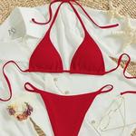 Duas peças de maiô para as mulheres, sexy bikini set, cor sólida, bandeau, roupas de praia, verão