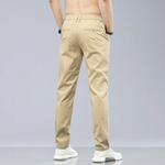 Calça reta justa clássica masculina, calça stretch fina, macia, casual, que respira 98% de algodão, 28-38, marca de moda, verão, nova, 2024