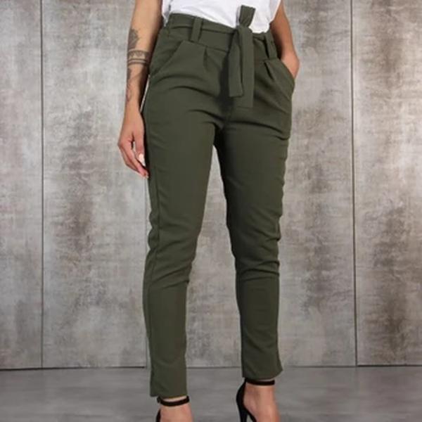 Borntogirl 2023 primavera verão outono casual fino chiffon calças finas para as mulheres de cintura alta preto caqui verde calças mulher