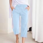 Calças de jogging de linho de algodão feminino, calças soltas, bandagem, bolso duplo, monocromático, clássico, streetwear lazer