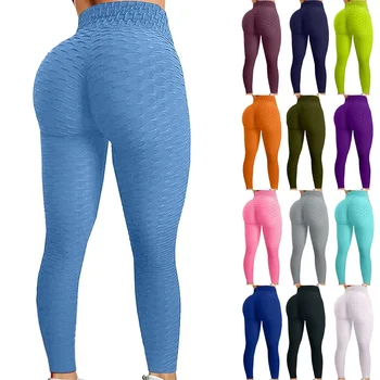 Leggings de ioga com efeito de levantamento de bumbum para mulheres, calças justas esportivas, alto desempenho, multicoloridas