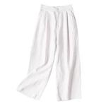 Calças femininas de algodão, calças largas de verão, cor sólida, capris casual vertical, cintura alta, perna larga, comprimento de carga