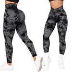 Tie Dye feminino leggings fitness, calças sem costura, push up, treino, esporte, raspar bunda, roupa de ginástica feminina