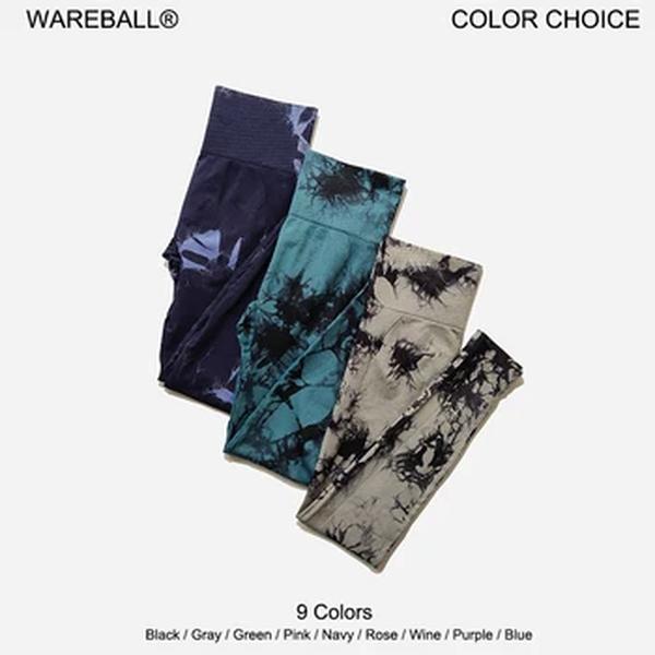 WAREBALL-Calças de Yoga Tie Dye Feminina, Leggings de Ginásio, Cintura Alta Sem Costura, Calças Justas Push Up Esportivas, Treino Fitness, Novo