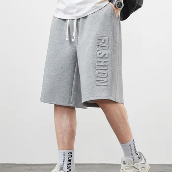 Calça curta de algodão solto monocromático masculina, shorts casuais retos, tamanho grande, shorts para letras moda verão, novo, 8XL, 2024